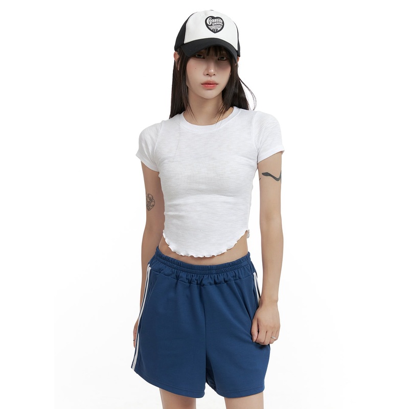 Sheer Frill Hem Crop Top CL425