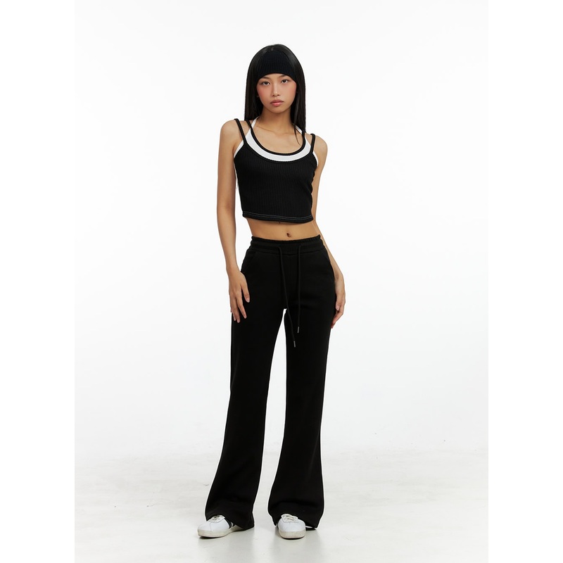 Slim Banded Bootcut Pants IL419