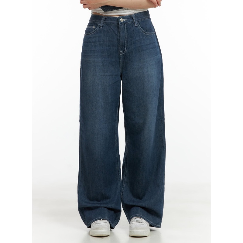 Solid Low Rise Baggy Jeans CL422