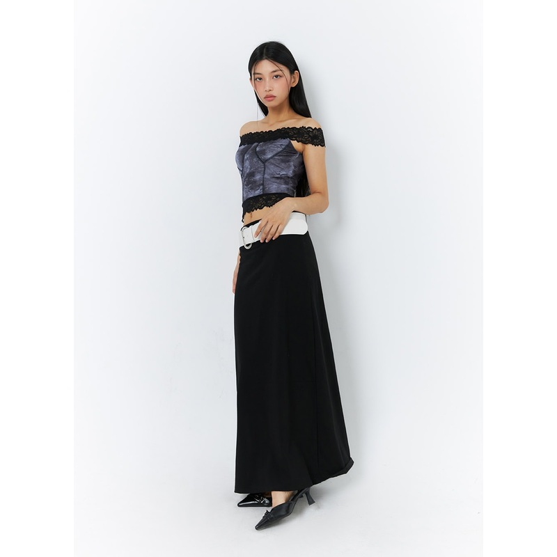 Solid Maxi Skirt IL419|Black|Gray|S/M