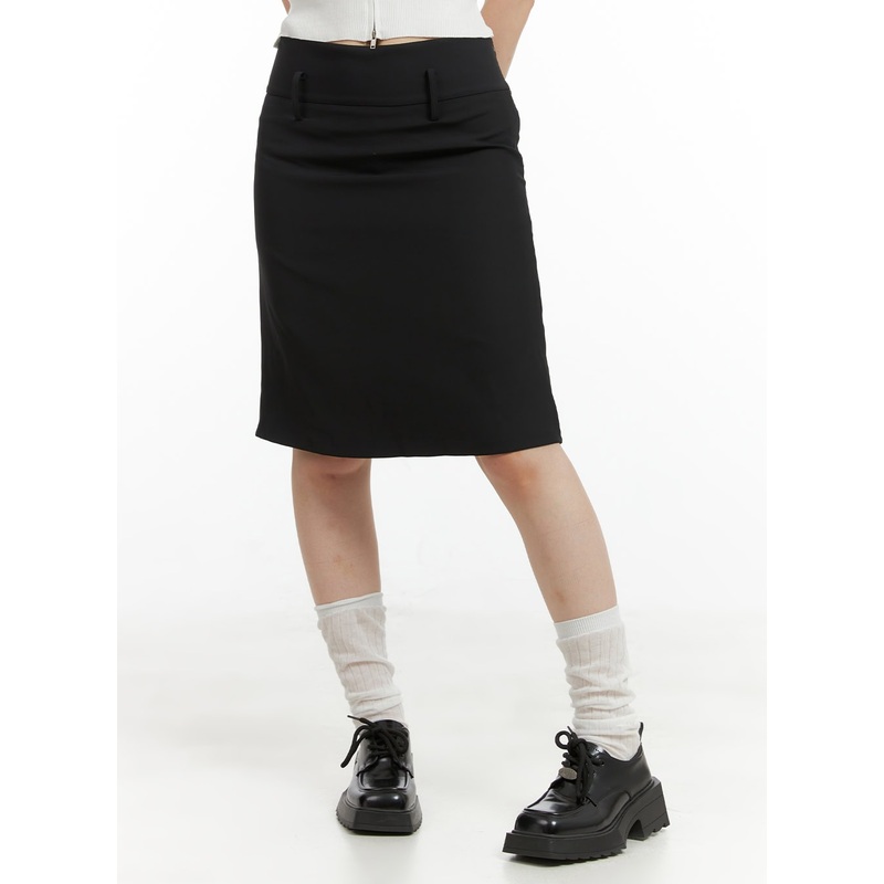 Solid Mid Skirt CL422|Black|Dark gray|White|S/M