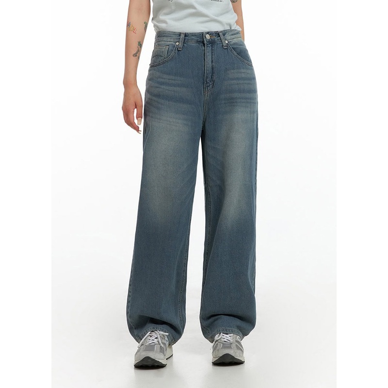 Vintage Washed Wide Leg Jeans CL415