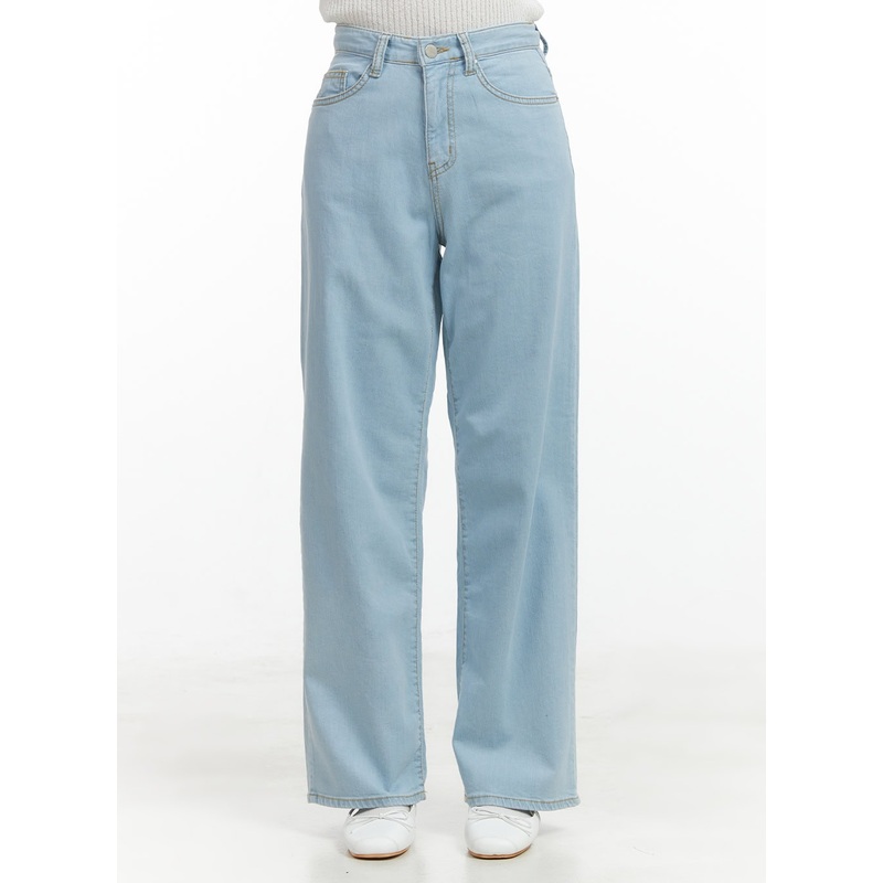 Washed Low Rise Loose Straight Jeans OL416