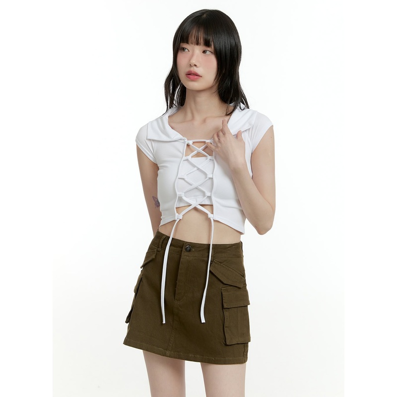 X Strap Crop Top CL426|Light beige|Black|Dark gray|S/M