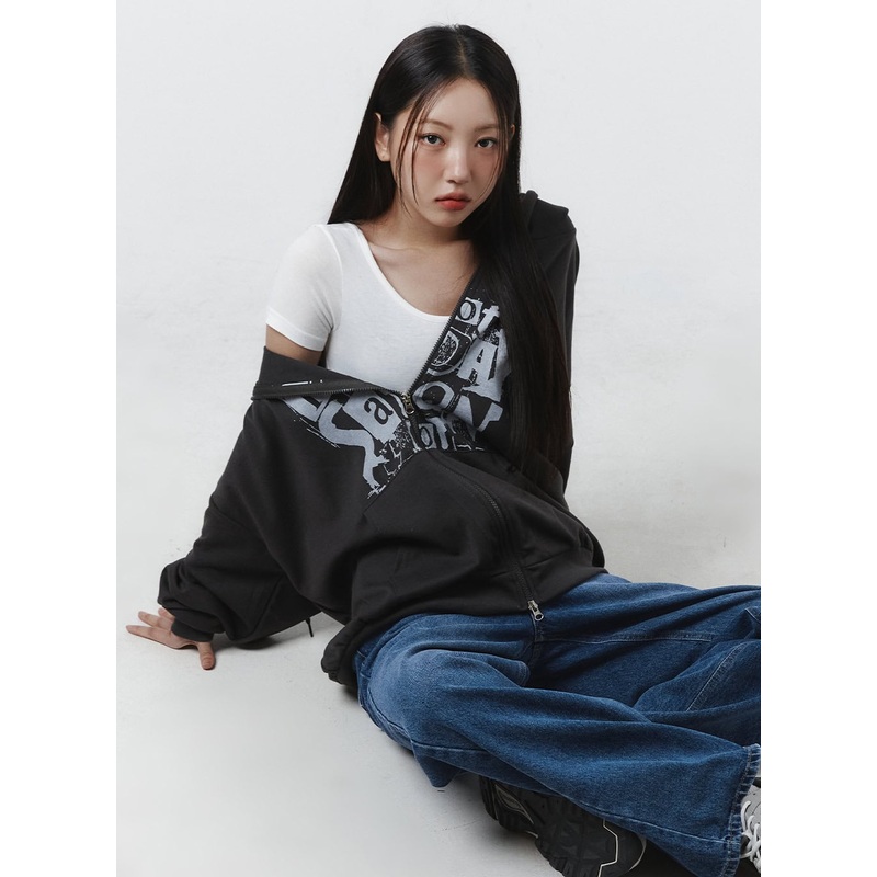 Acubi Oversized Two-Way Zip-Up Sweatshirt CL431