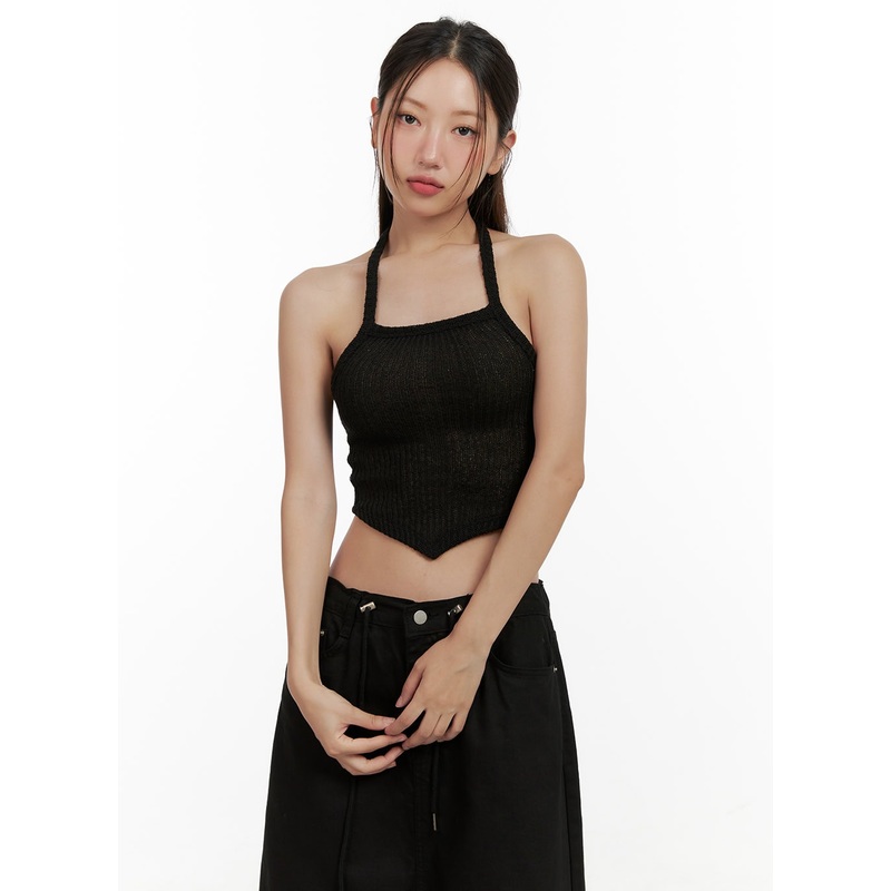 Asymmetrical Halter Crop Top CL431
