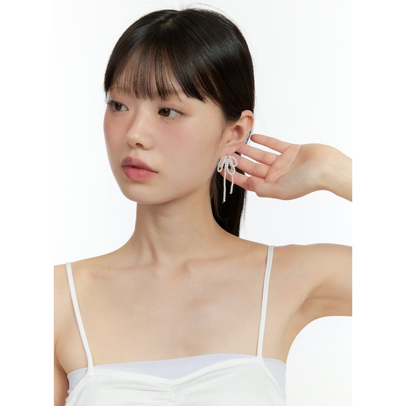 Bonita Ribbon Earrings IG406|White|One Size