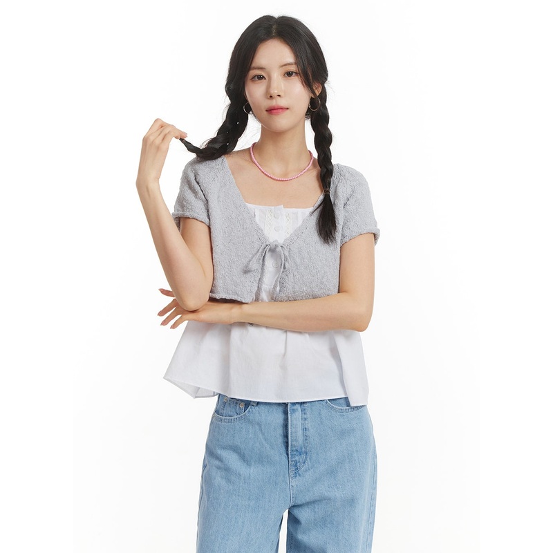 Bowknot Short Sleeve Cardigan OM406