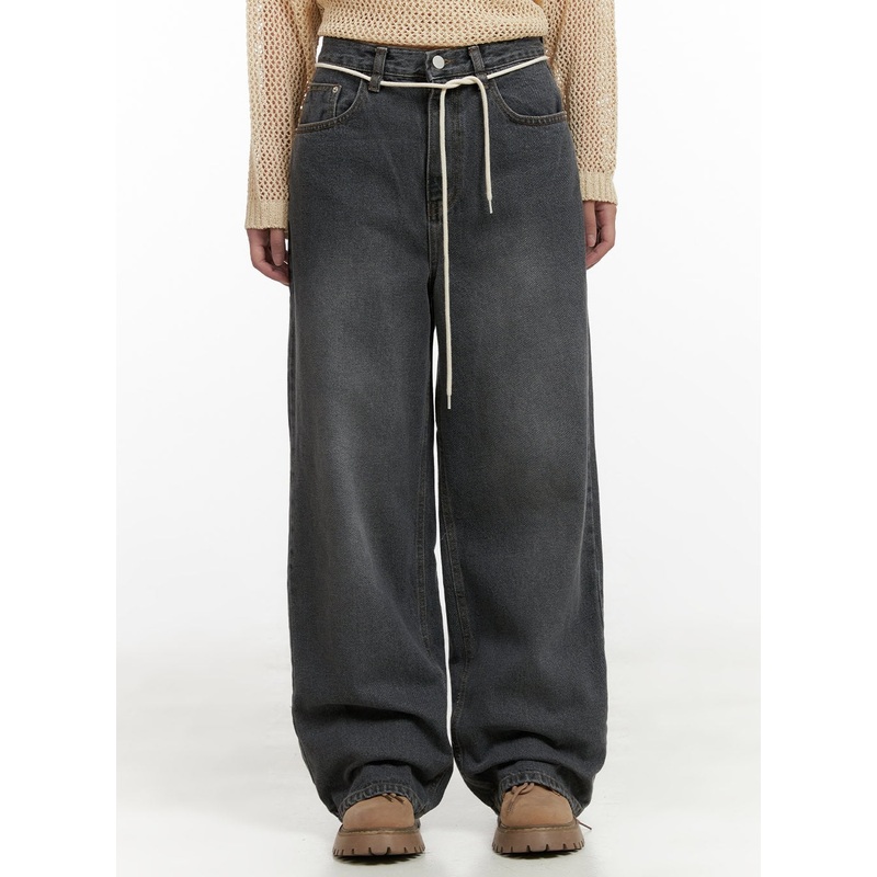Kay String Baggy Jeans CL431|Black|S|M|L