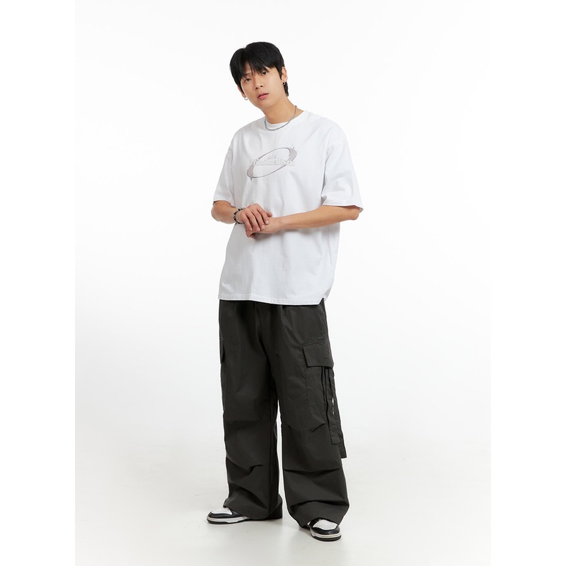 Men’s Cargo Wide-Leg Pants (Dark Gray) IG402