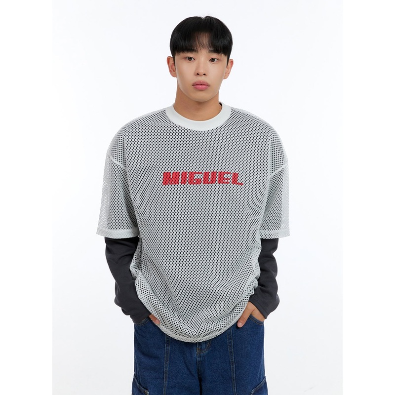 Men’s Graphic Oversize Mesh T-shirt IG409