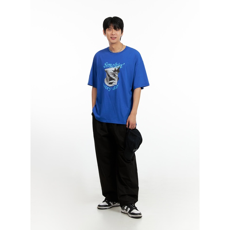 Men’s Pintuck Wide Fit Cotton Pants IG402