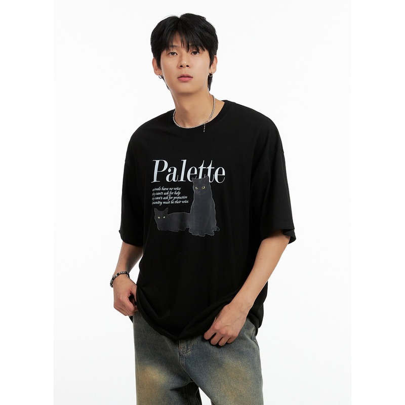 Men’s Round Neck Graphic T-Shirt (Black) IG402
