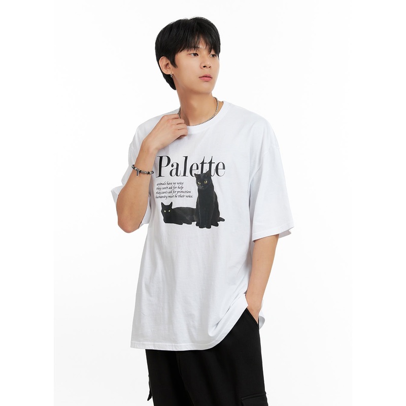 Men’s Round Neck Graphic T-Shirt (White) IG402