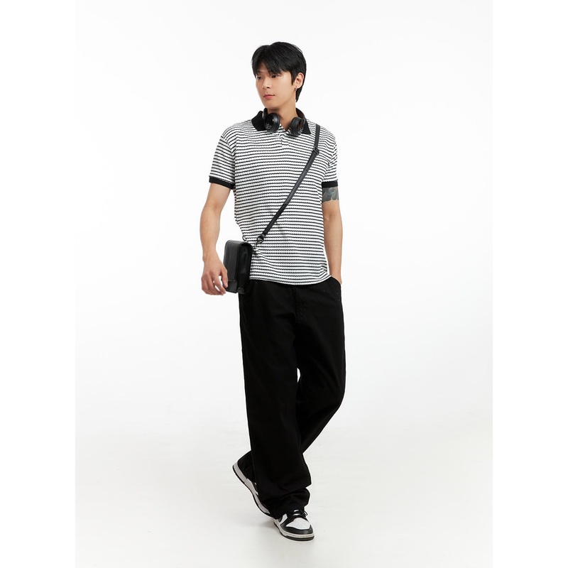 Men’s Wide Fit Cotton Pants (Black) IG402