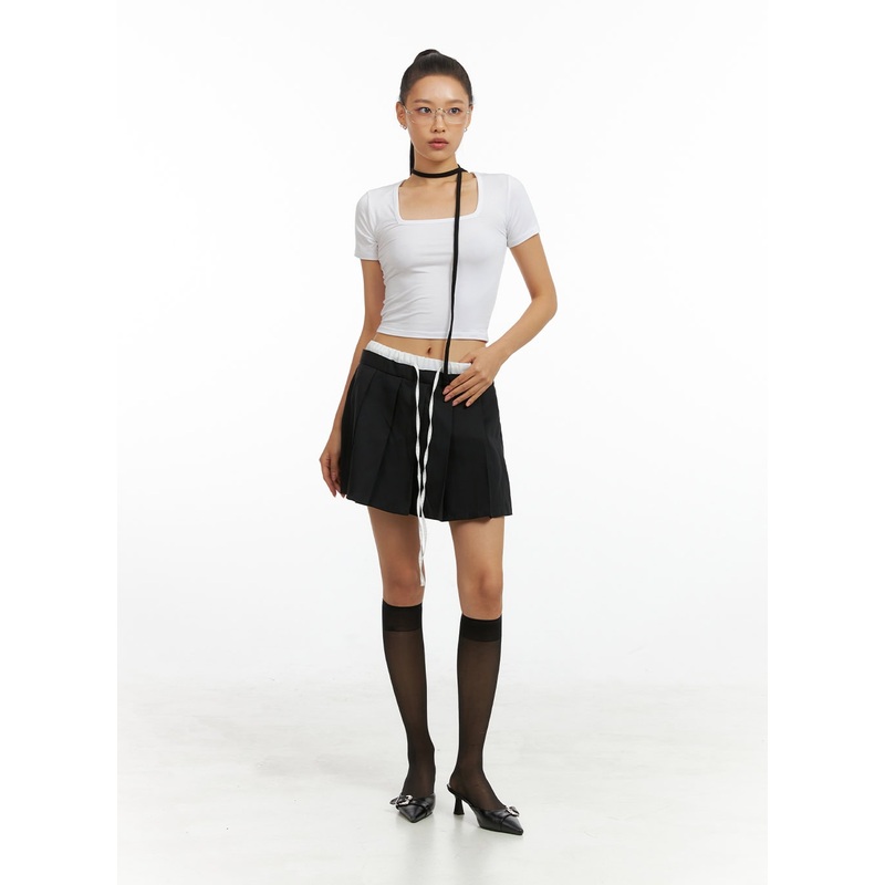 Pleated Bandeau Layered Mini Skort IG405