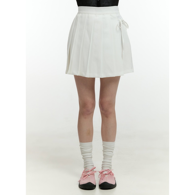 Pleated Wrap Mini Skort OL430|White|Black|S/M