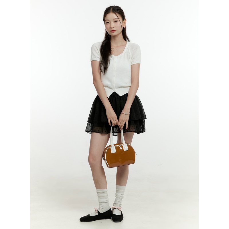 Polka Dot Layered Mini Skirt OL430