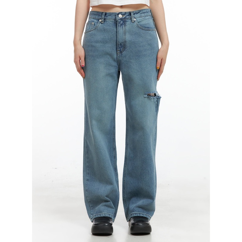 Rae Straight Fit Distressed Denim Jeans CG408