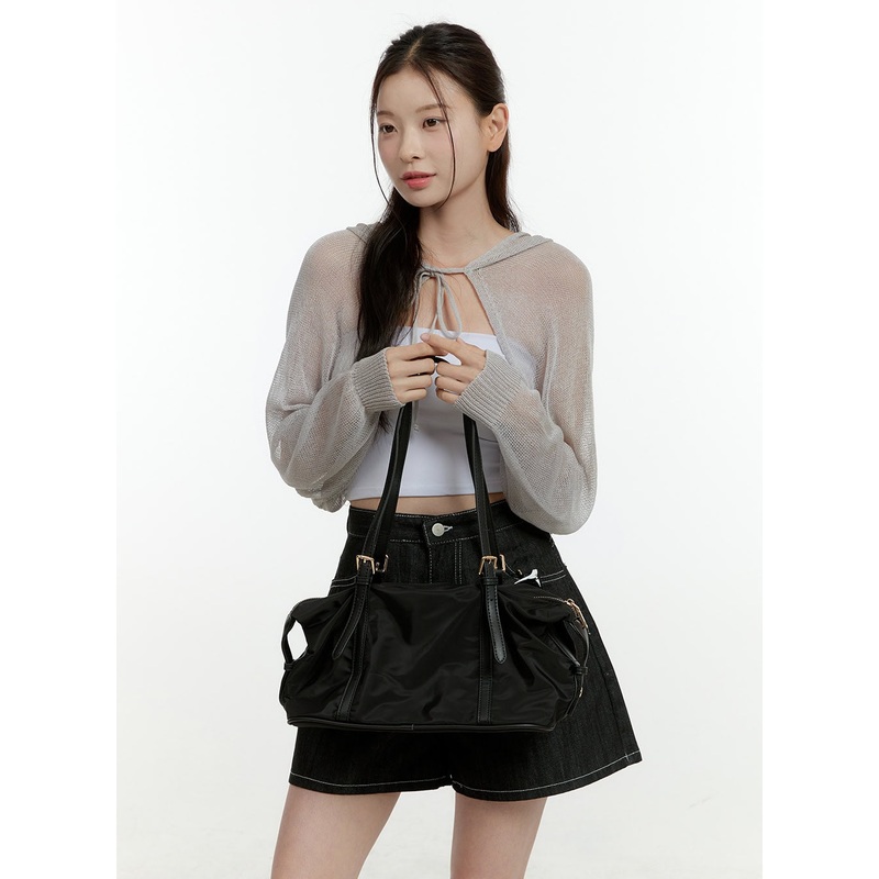 Sheer Hooded Bolero Top OL430|Gray|Black|White|Pink|S/M