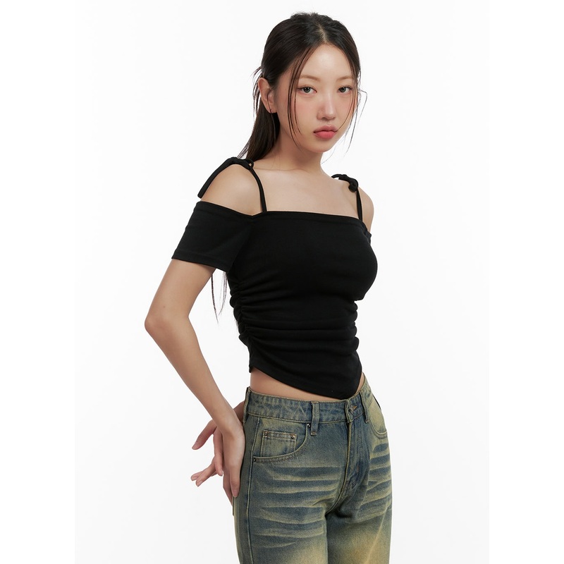 Shoulder Strap Off-Shoulder Crop Top CL431