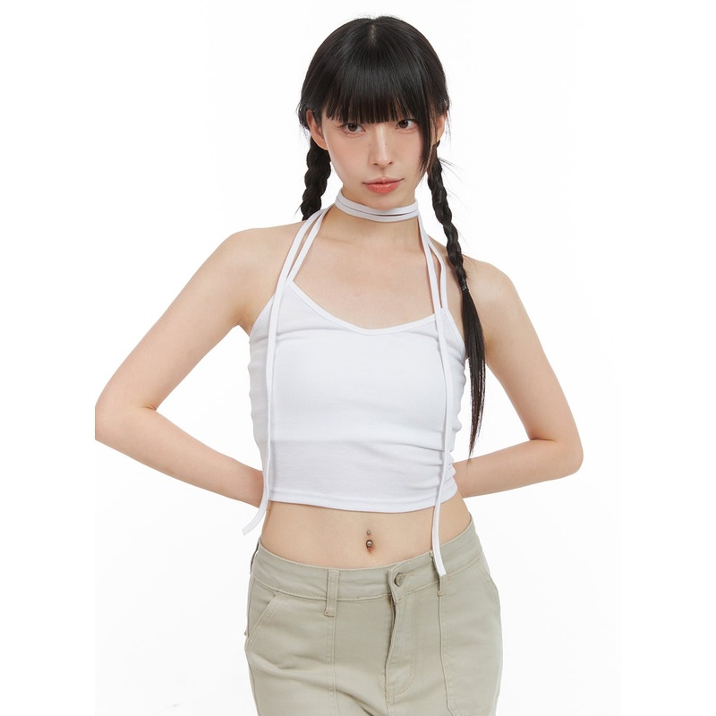 Tie Neck Crop Sleeveless Top CG408