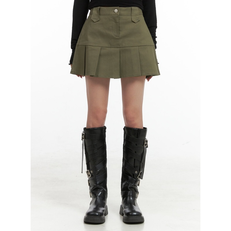 A-Line Pleated Cotton Mini Skort CG421