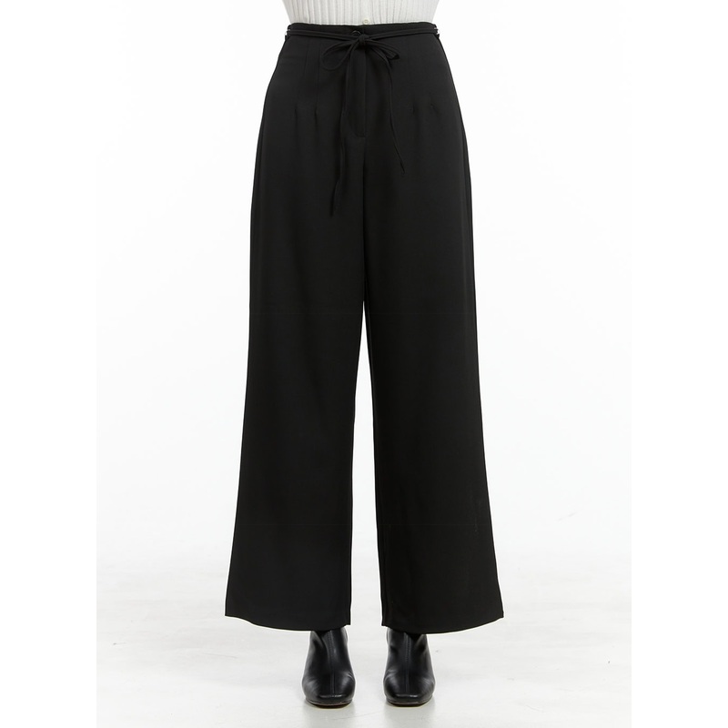 Banded Wide Leg Pants OG416|Black|Dark brown|Gray|S/M