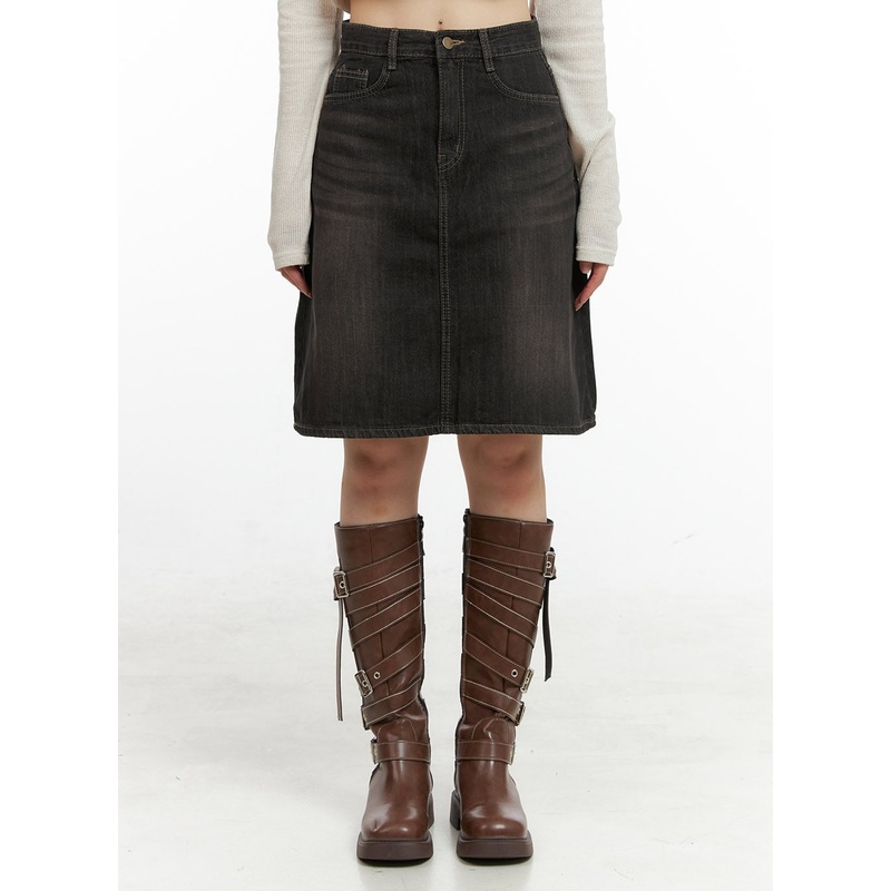 Bella Denim Washed Midi Skirt CG419