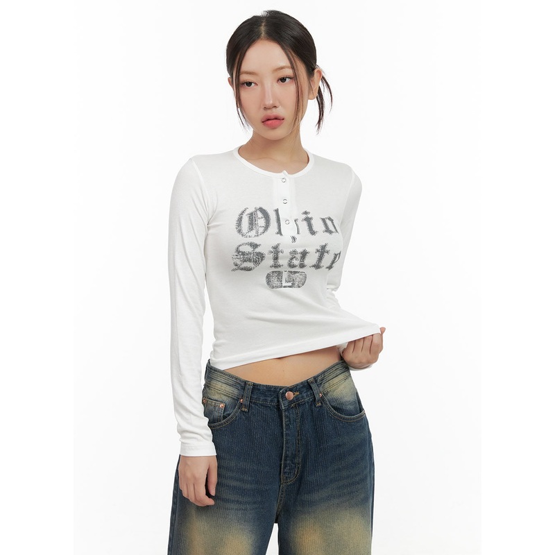 Buttoned Graphic Long Sleeve CG423