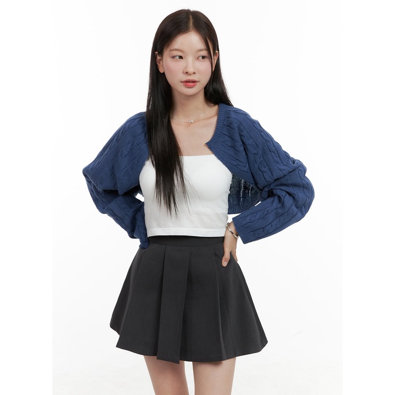 Cable Knit Bolero OG419|Blue|Black|Beige|Gray|S/M