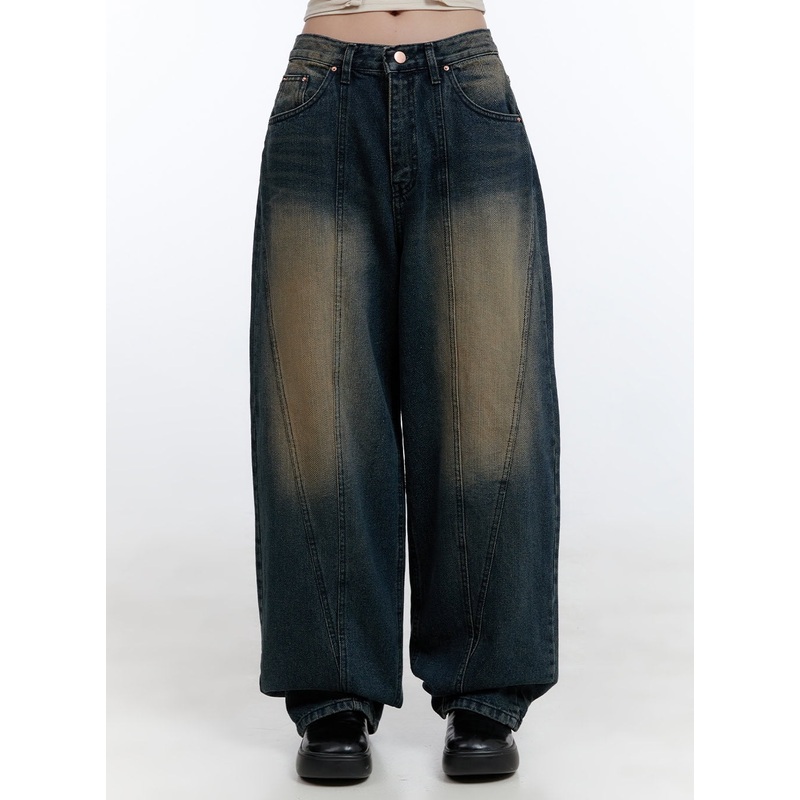 Cari Stitched Washed Denim Baggy Jeans CG413