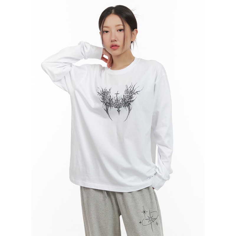 Cotton Graphic Oversize Long Sleeve CG423