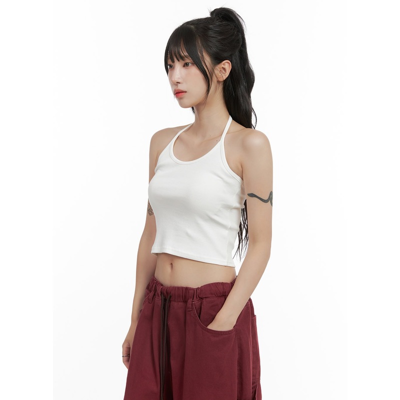 Cotton Halter Top CG420|White|Black|S/M