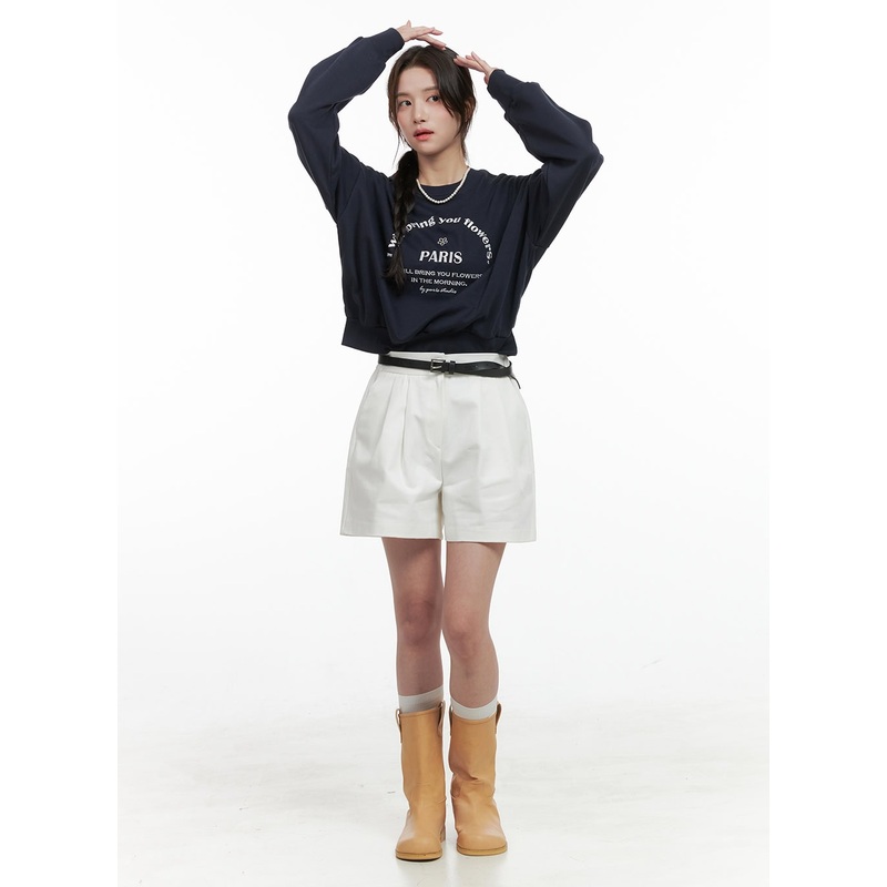 Cotton Pintuck Shorts OG412|White|Beige|Black|Light beige|S/M