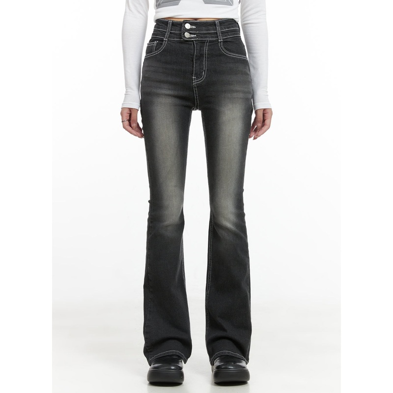 Gigi Two-Button Slim Bootcut Jeans CG421