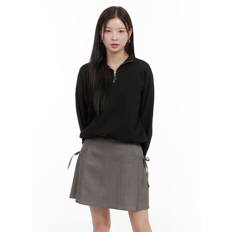 Half Zip-Up Solid Sweatshirt OG416