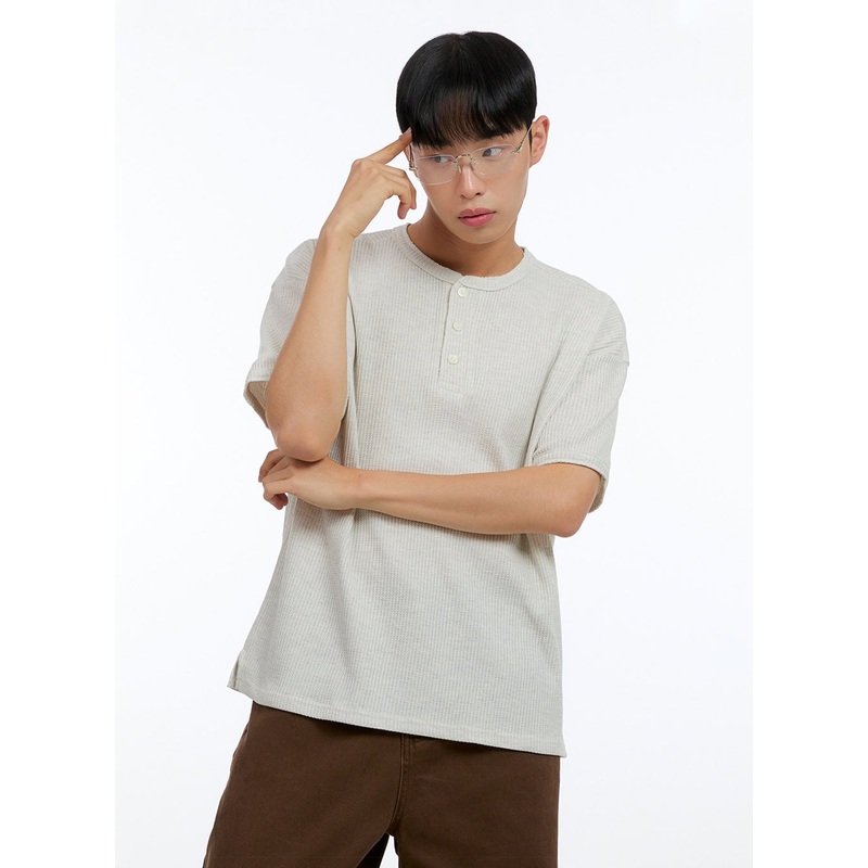 Men’s Buttoned Ribbed Cotton Top IG416