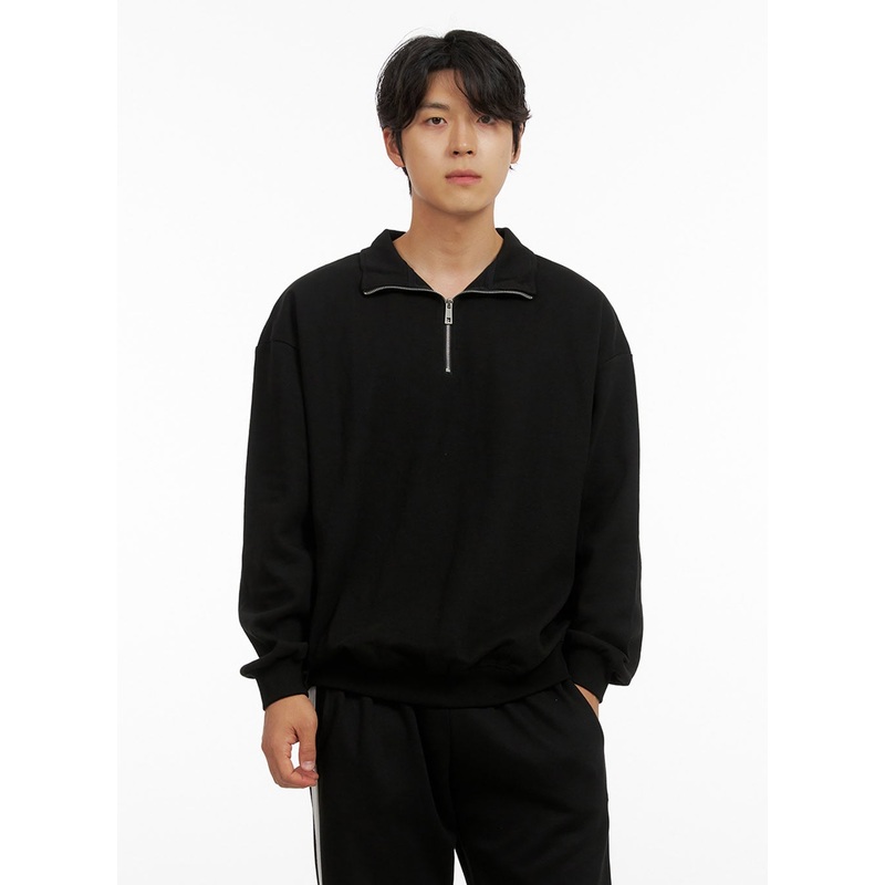 Men’s Cozy Zip-Up Solid Sweatshirt (Black) IG409