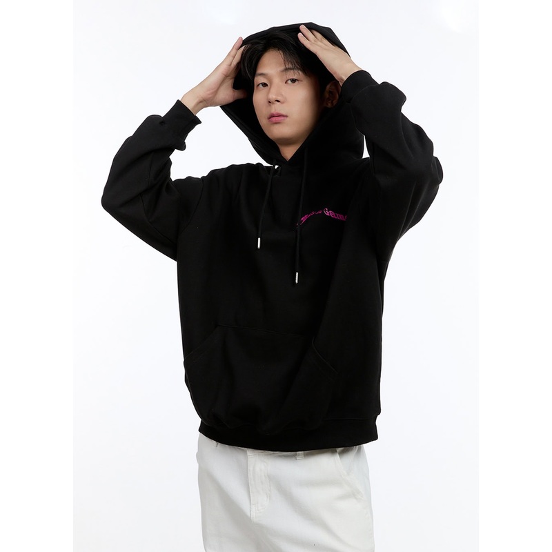 Men’s Lettering Oversize Hoodie (Black) IG428