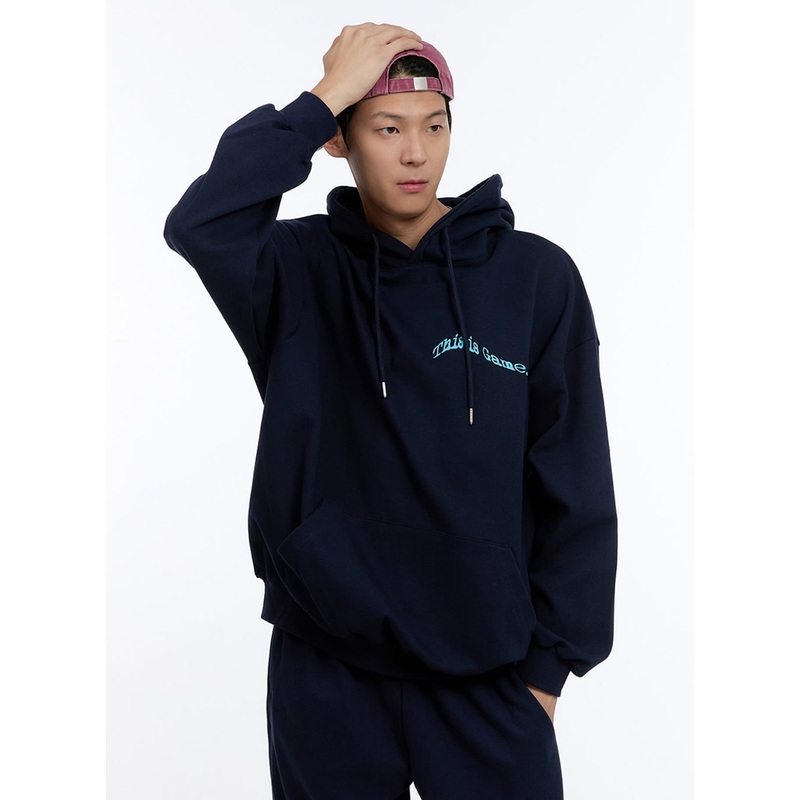 Men’s Lettering Oversize Hoodie (Dark Blue) IG427