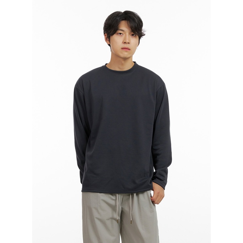 Men’s Loose Round Neck Long Sleeve (Dark Gray) IG409