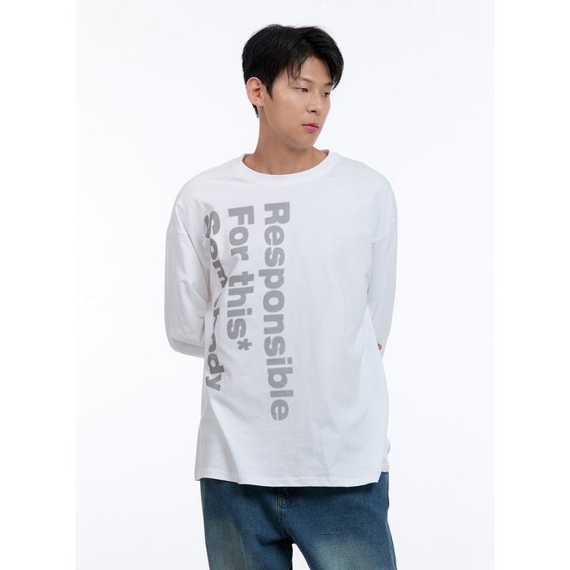 Men’s Round Neck Lettering Long Sleeve IG428