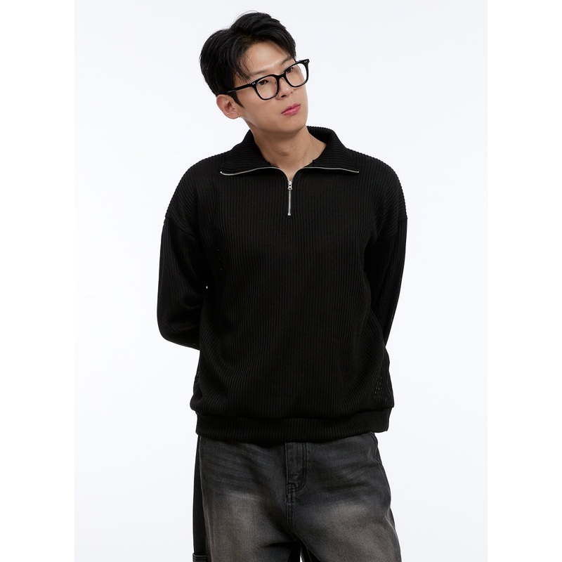 Men’s Soft Cable Knit Zip-Up Pullover IG427