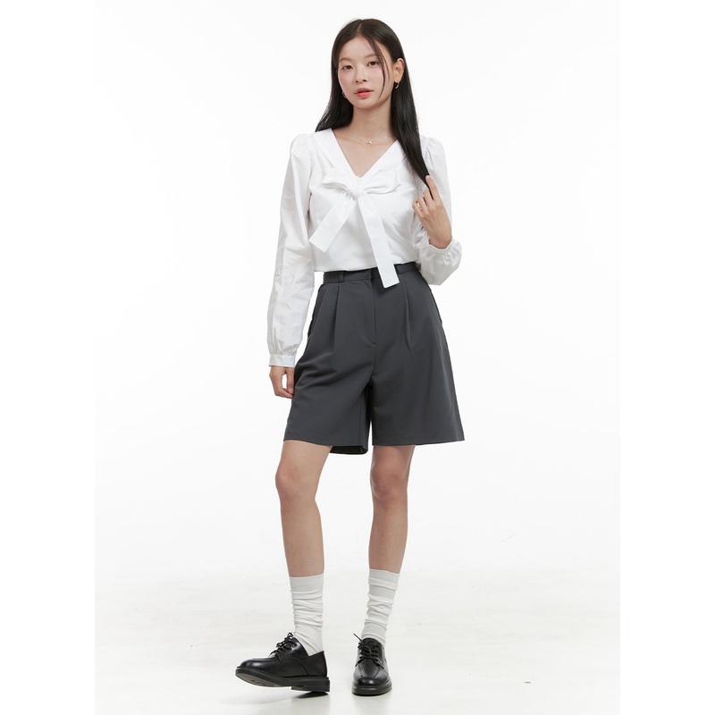 Pintuck Wide Tailored Shorts OG416