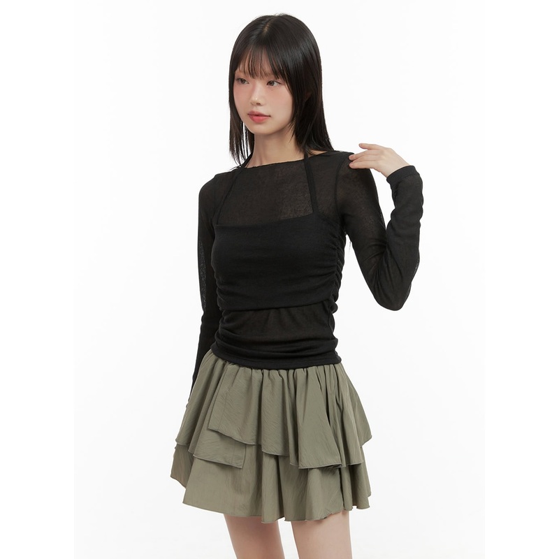 Sheer Layered Long Sleeve Top CG427