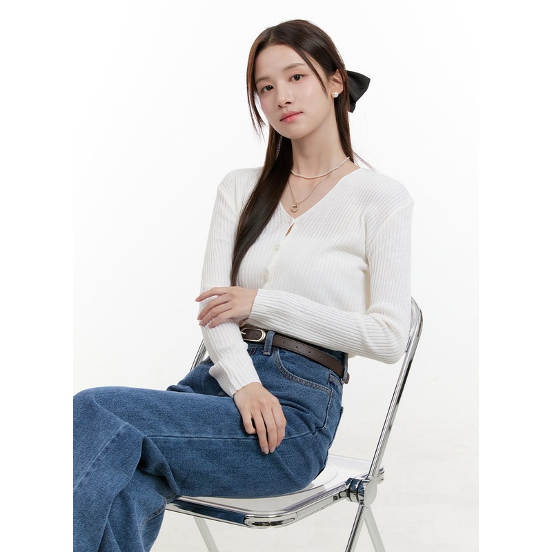 Solid Knit Cardigan OG428|Light beige|Gray|Black|S/M