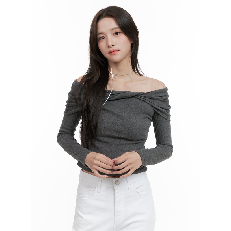 Twisty Off Shoulder Crop Top OG412
