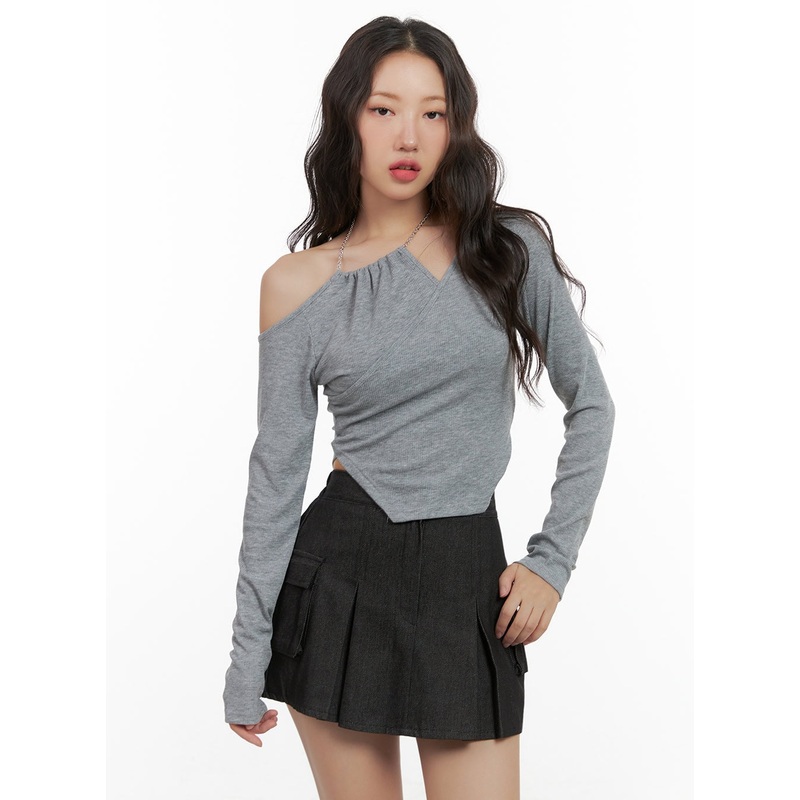 Unbalanced Shoulder Chain Long Sleeve CG423