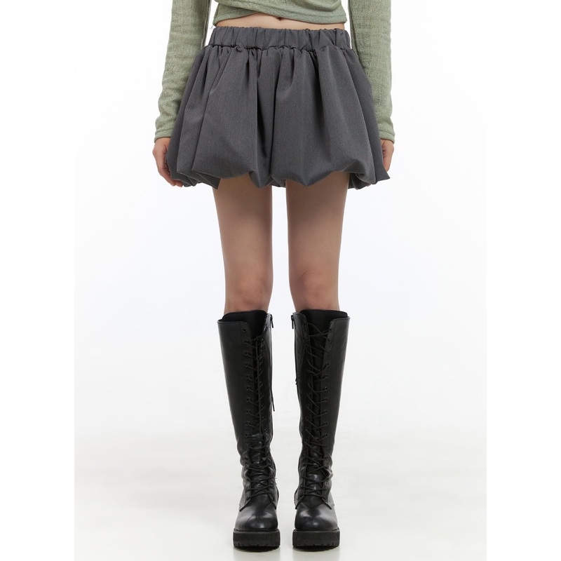 Banded Waist Poly Mini Skirt CS412